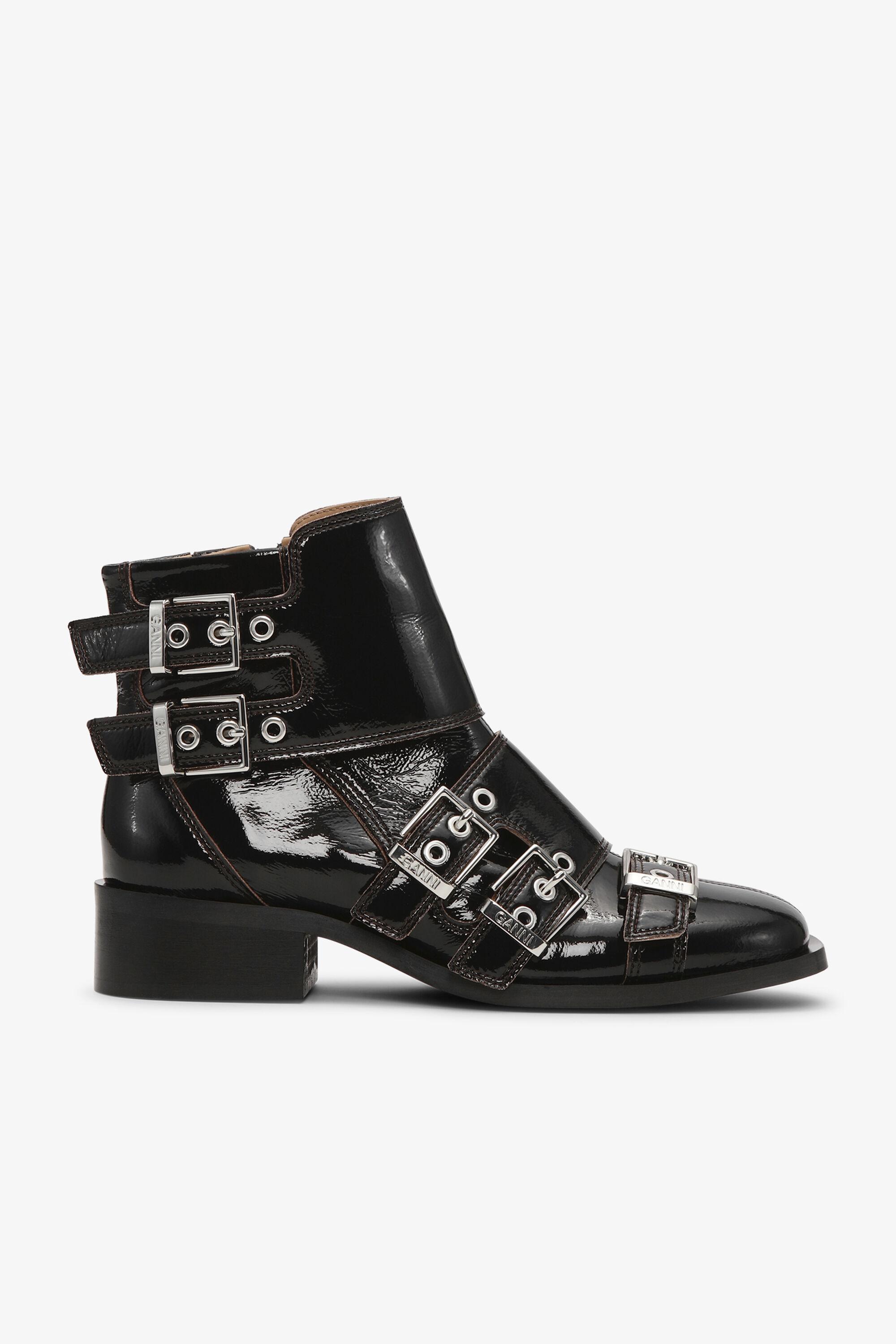 Black Feminine Buckle Naplack Boots product image