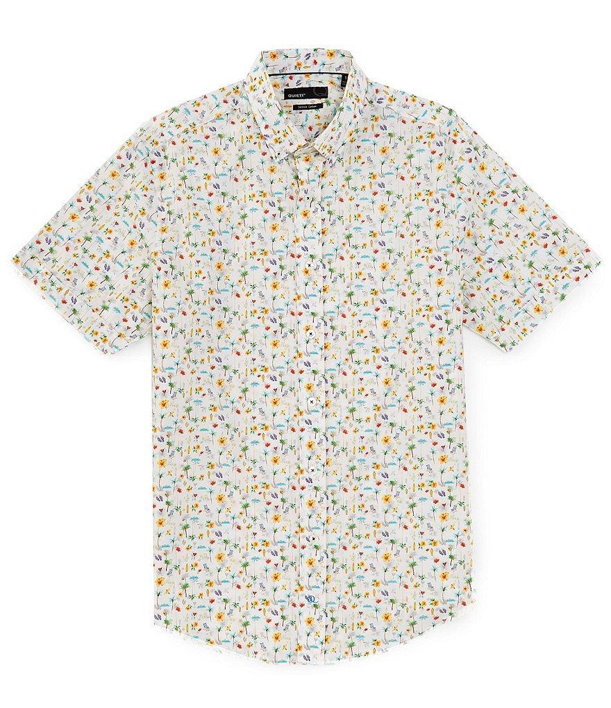 Quieti Mini Tropical Print Short Sleeve Woven Shirt Product Image