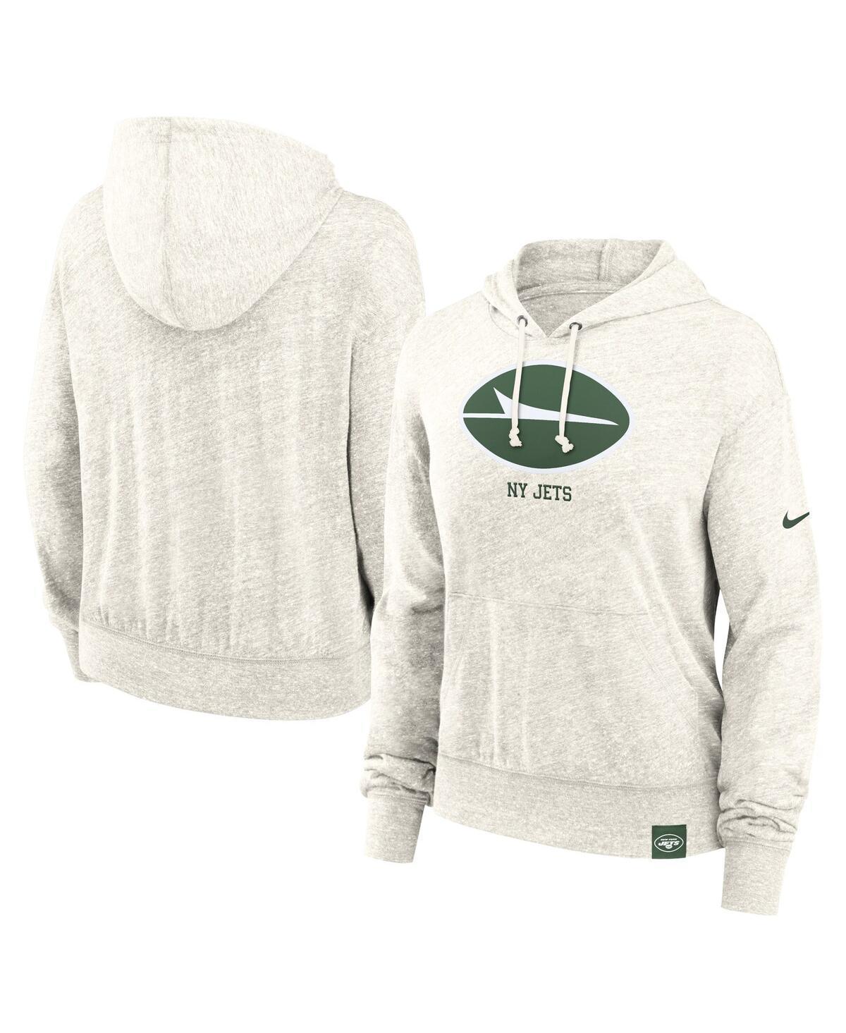 Nike Womens Cream New York Jets Gym Retro Pullover Hoodie Product Image