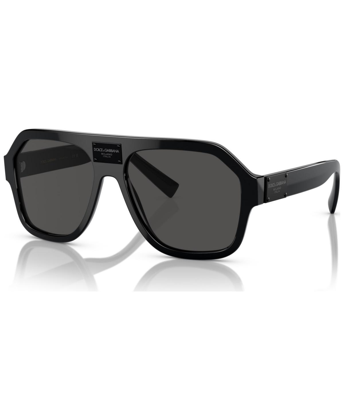 Aviator Shield Sunglasses, 58mm In Black/gray Solid Product Image