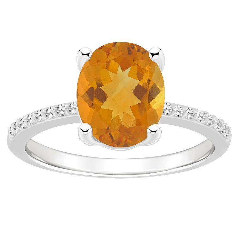 Macys Womens Citrine (2-1/2 ct.t.w.) and Diamond (1/10 ct.t.w.) Ring in Sterling Silver Product Image