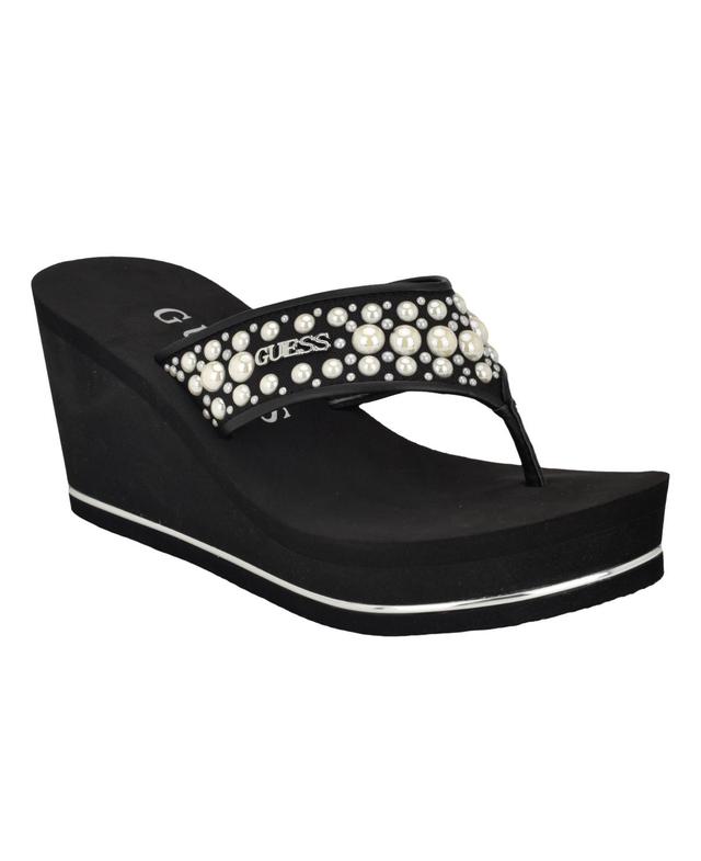 Guess Womens Silus Embellished Platform Wedge Sandals Product Image