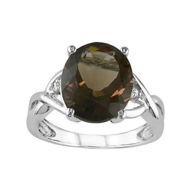 Stella Grace Sterling Silver Smoky Quartz & Diamond Accent Ring, Womens Brown Product Image