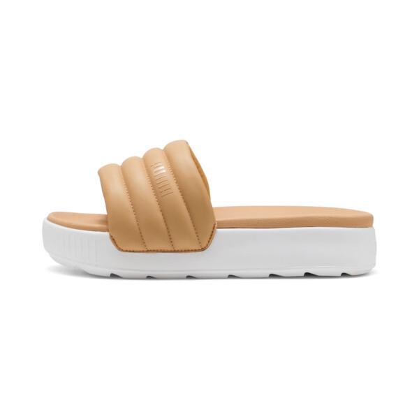 PUMA Karmen Puffy Women's Slides in Warm Beige/White Product Image