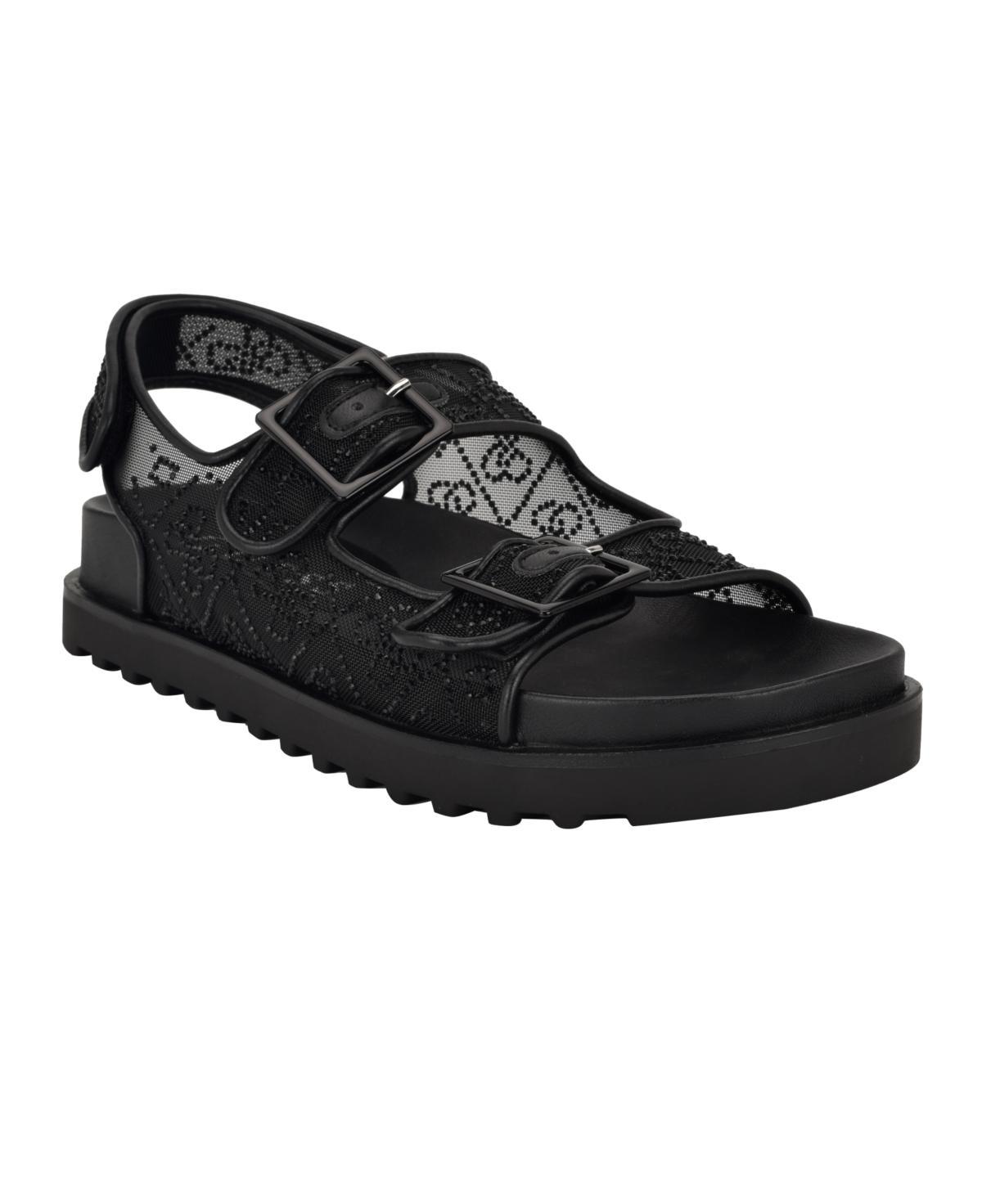 Guess Womens Frella Two- Band Footbed Sandals - Black Product Image