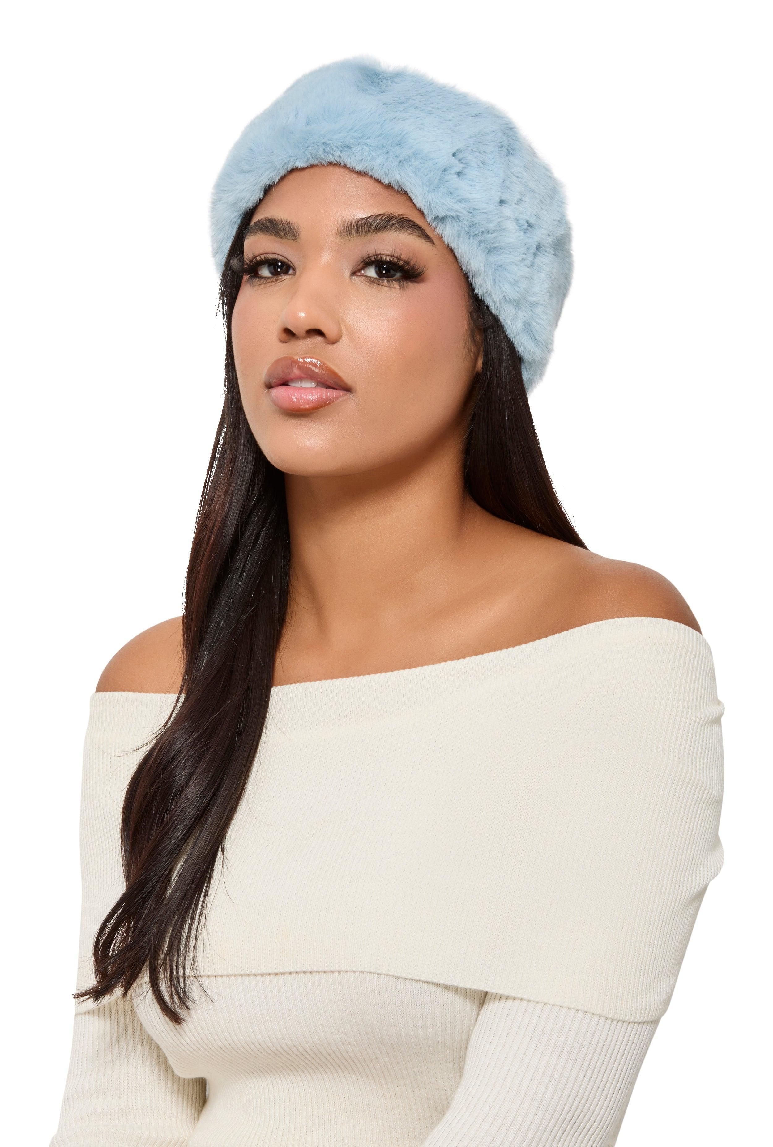 Womens Faux Fur Elastic Back Head Wrap Product Image