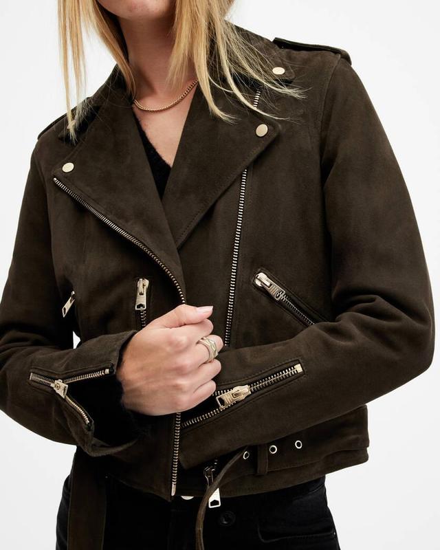 Balfern Belted Suede Biker Jacket Product Image