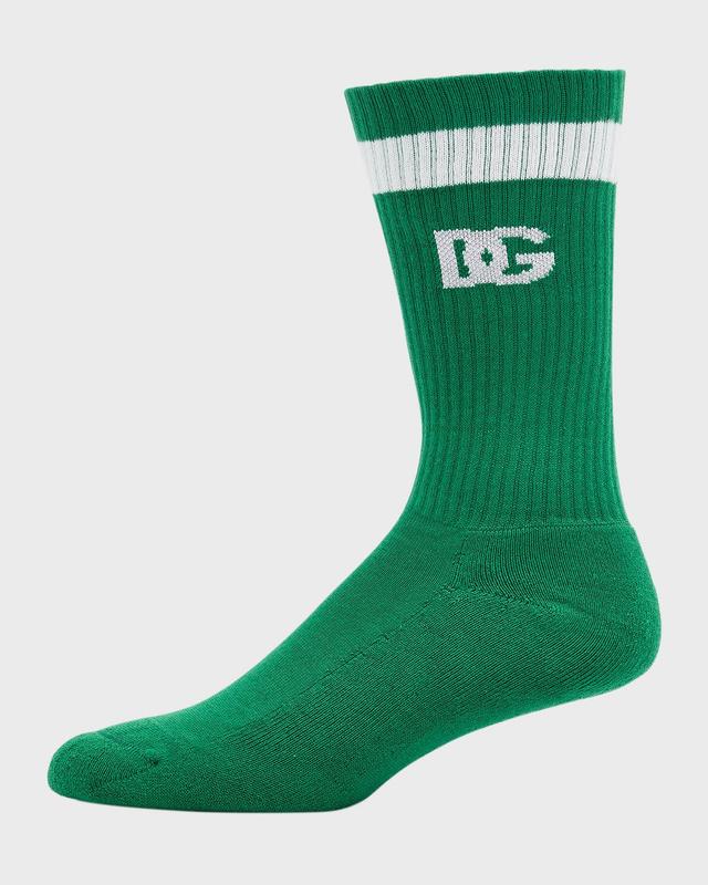 Mens Stripe Logo Ribbed Crew Socks Product Image