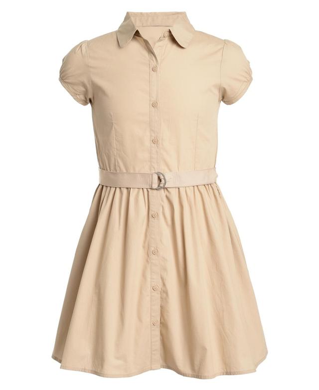 Nautica Little Girls Uniform Belted Poplin Shirt Dress Product Image