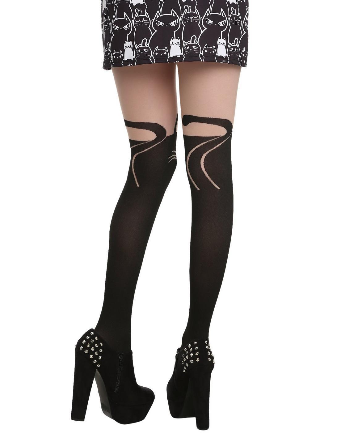 Blackheart Cat Faux Thigh High Tights Product Image