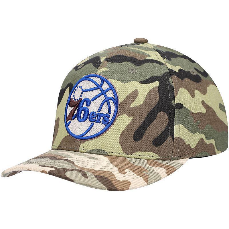 Mens Mitchell & Ness Camo Philadelphia 76ers Woodland Desert Snapback Hat Product Image