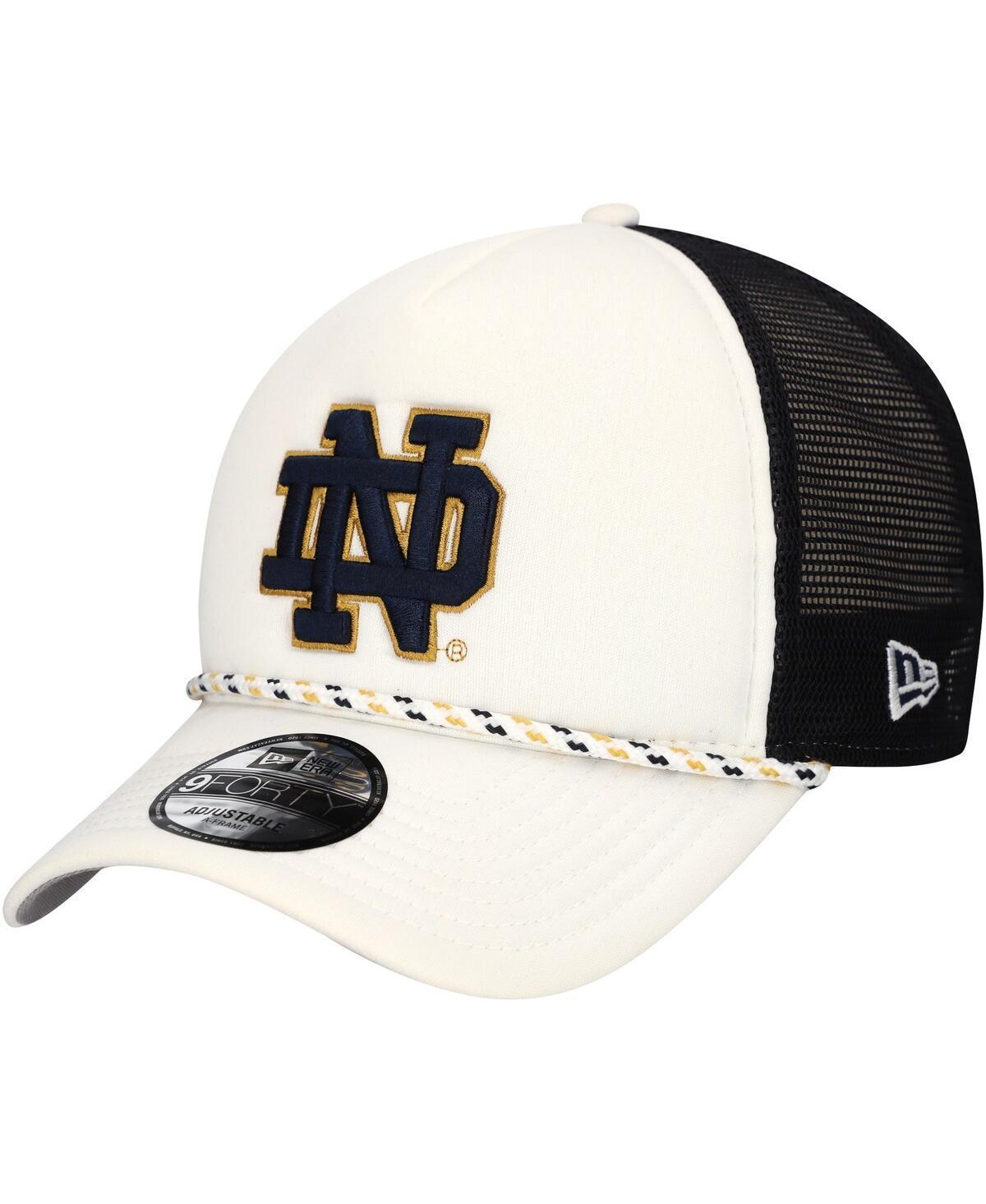 New Era Mens White Notre Dame Fighting Irish Court Sport Foam A-Frame 9FORTY Adjustable Trucker Hat - White, Black Product Image