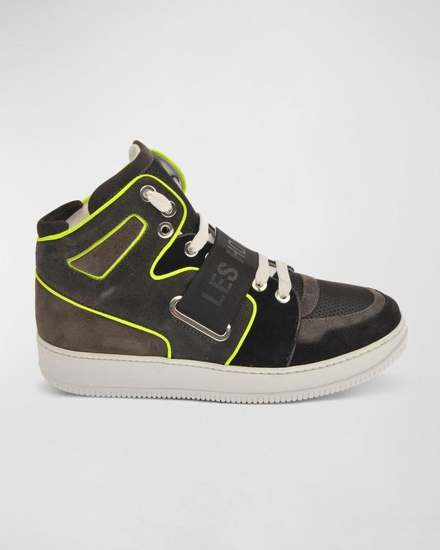 Mens Logo Mix-Media High-Top Sneakers Product Image