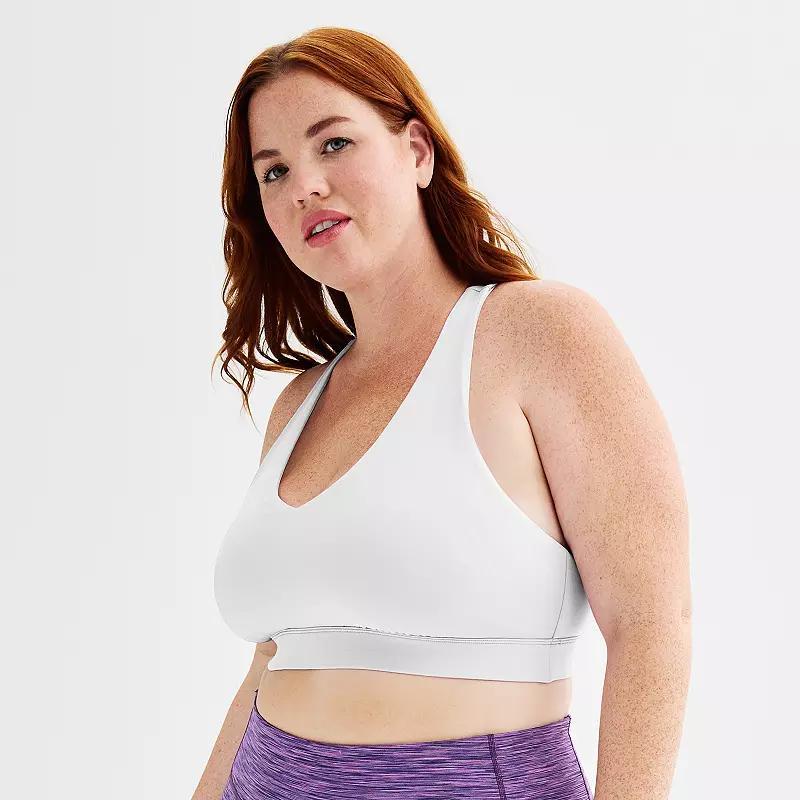 Plus Size Tek Gear Ultra Stretch Medium Support V-Neck Bra, Womens Product Image