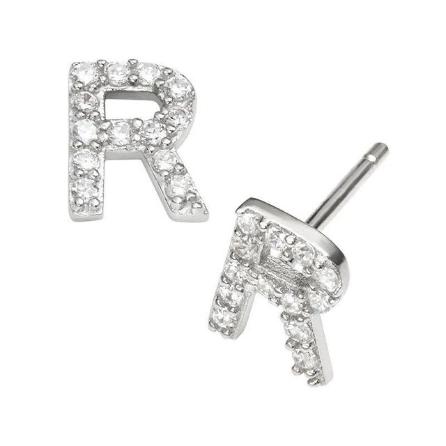 Sophie Miller Sterling Silver Cubic Zirconia Initial Stud Earrings, Womens Product Image