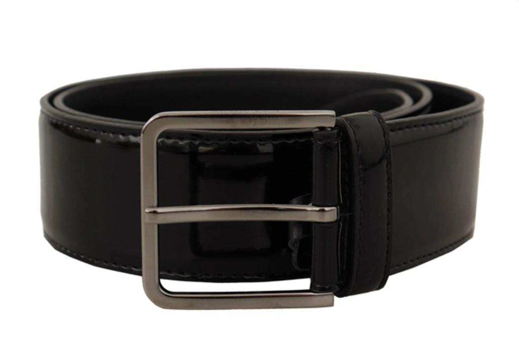 Black Patent Leather Logo Engraved Buckle Belt Product Image