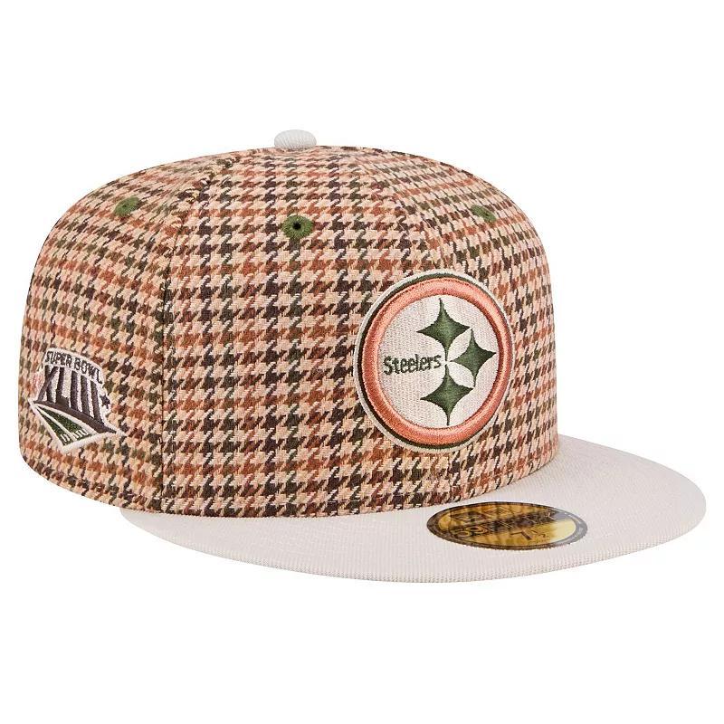 Mens New Era Tan Pittsburgh Steelers Houndstooth 59FIFTY Fitted Hat Product Image