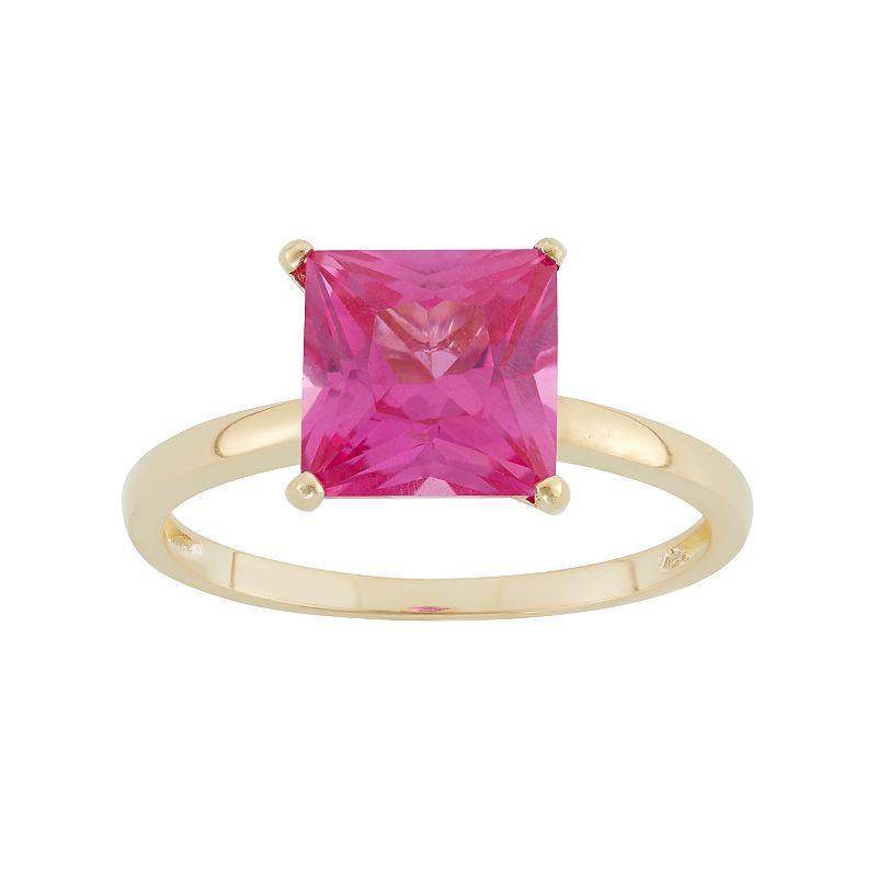 Designs by Gioelli Lab-Created Pink Sapphire 10k Gold Ring, Womens Product Image