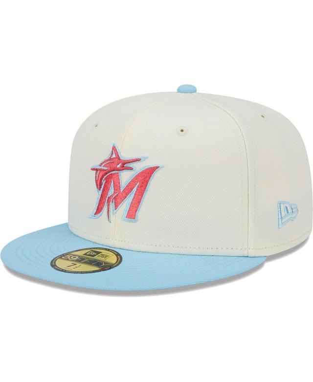 Mens New Era Cream/Light Blue Miami Marlins Spring Color Two-Tone 59FIFTY Fitted Hat Product Image