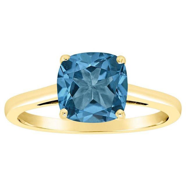 Alyson Layne 14k Gold Cushion London Blue Topaz Solitaire Ring, Womens Product Image