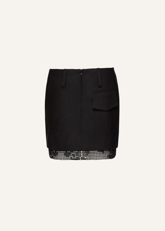 Lace trim mini skirt in black Product Image