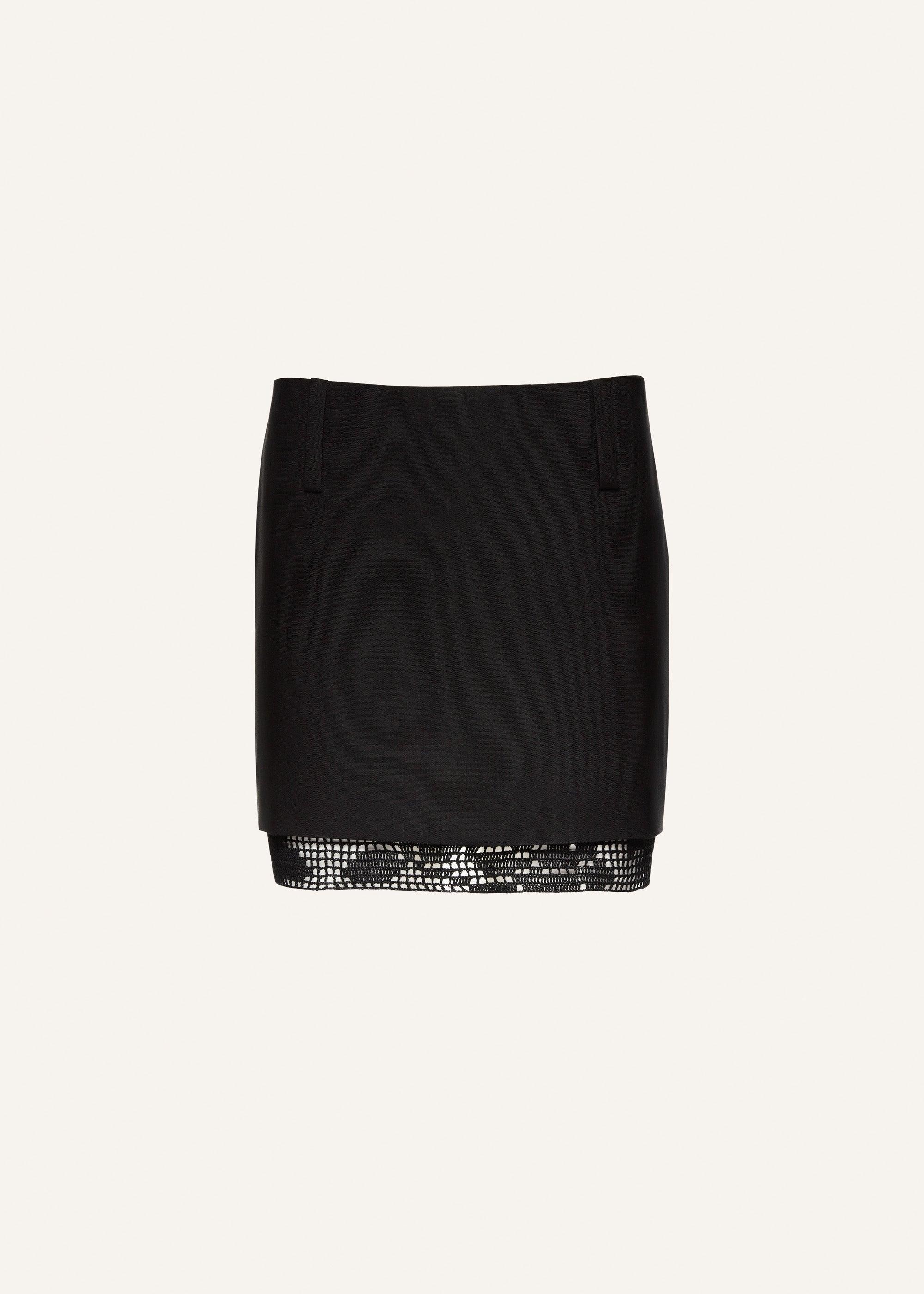 Lace trim mini skirt in black Product Image