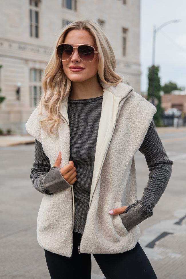 Take Notes Beige Sherpa Vest Product Image