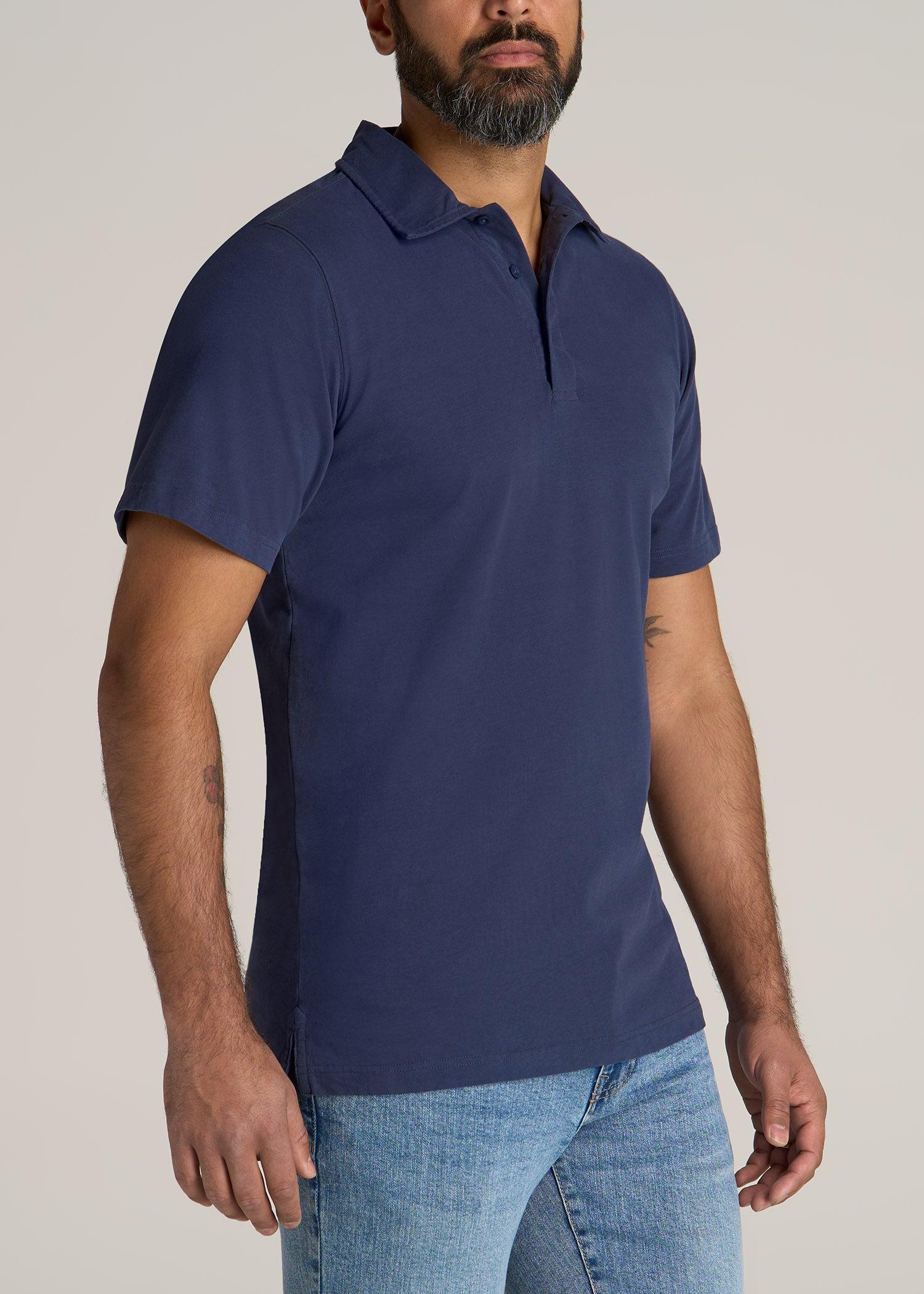 LJ&S Ultra Soft Short Sleeve Cotton Polo for Tall Men in Vintage Midnight Navy Product Image