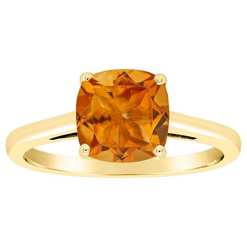 Alyson Layne 14k Gold Cushion Citrine Solitaire Ring, Womens Product Image