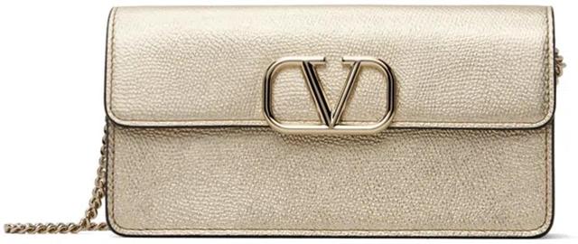 VALENTINO GARAVANI Gold Vlogo Signature Wallet Chain Bag In R16 Platino Product Image