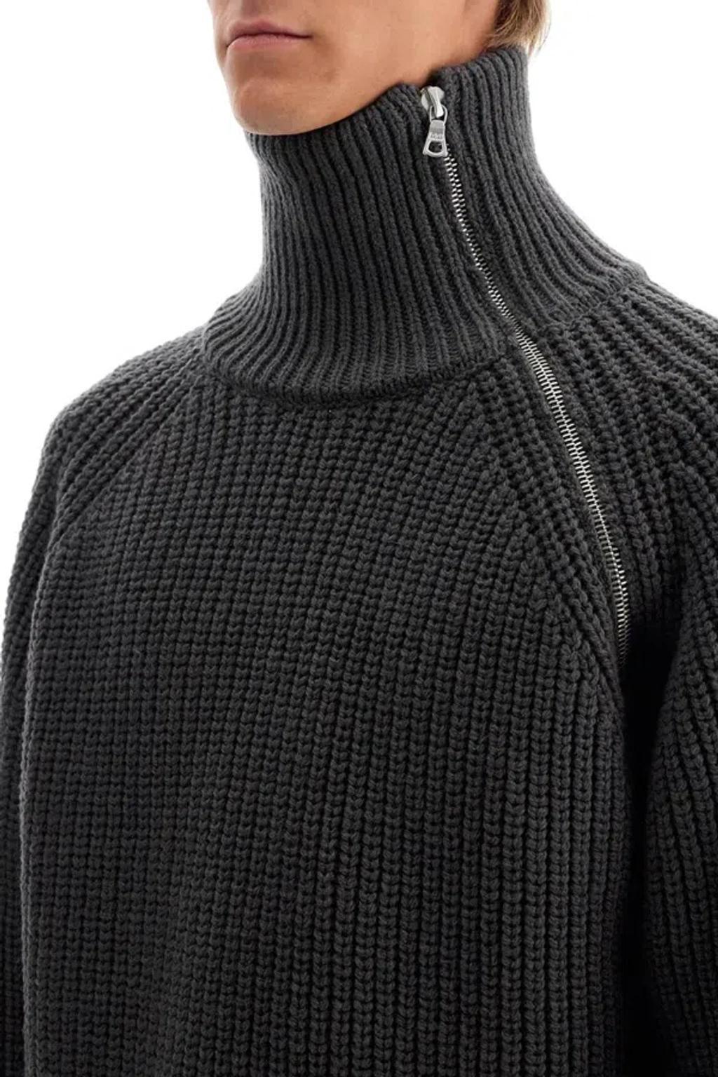 Zipped Wool Jumper In Grigio Product Image