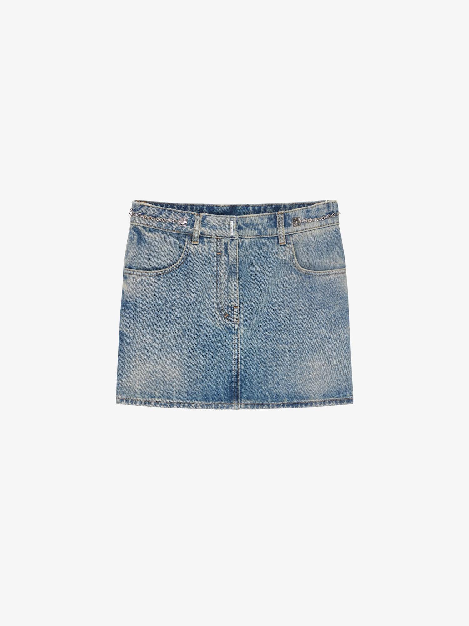 Mini skirt in denim with chain details Product Image