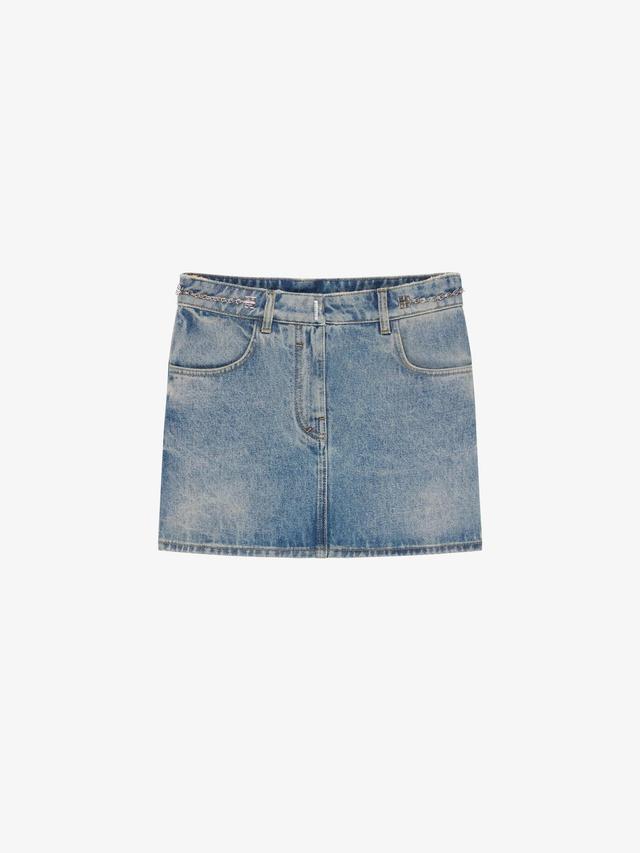 Mini skirt in denim with chain details Product Image