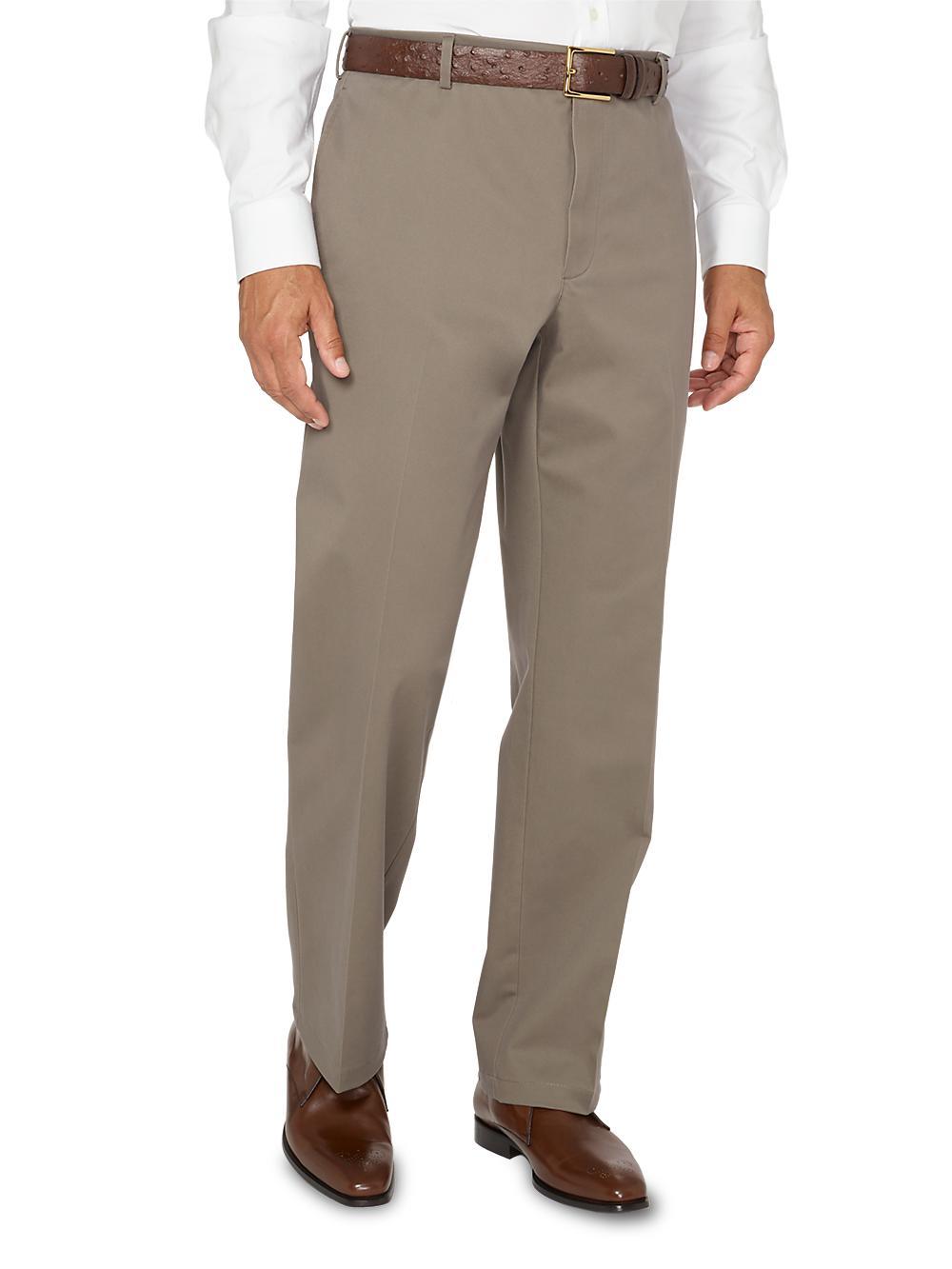 Impeccable Flat Front Pant Non-iron Smart Stretch Waistband - Slate Brown Product Image