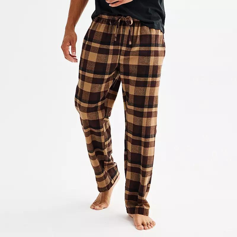 Mens Sonoma Goods For Life Flannel Drawstring Pajama Pants Iron Ore Plaid Product Image