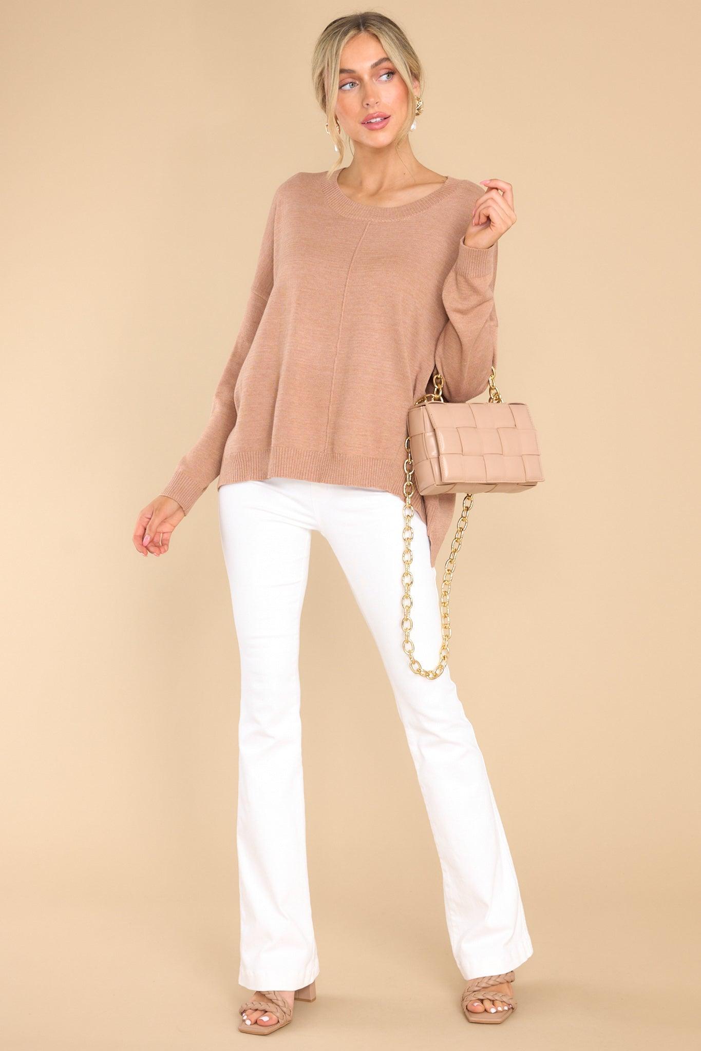 Staying Optimistic Light Mocha Sweater Sienna Product Image