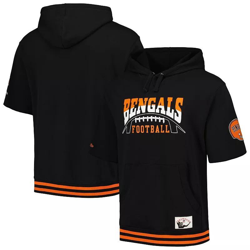 Mens Mitchell & Ness Cincinnati Bengals Pre-Game Short Sleeve Pullover Hoodie Product Image