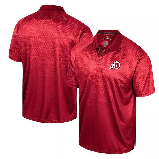 Mens Colosseum Red Utah Utes Honeycomb Raglan Polo Product Image