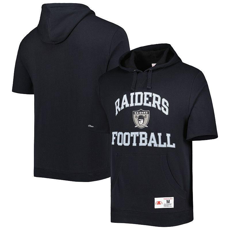 Mens Mitchell & Ness Black Las Vegas Raiders Washed Short Sleeve Pullover Hoodie Product Image