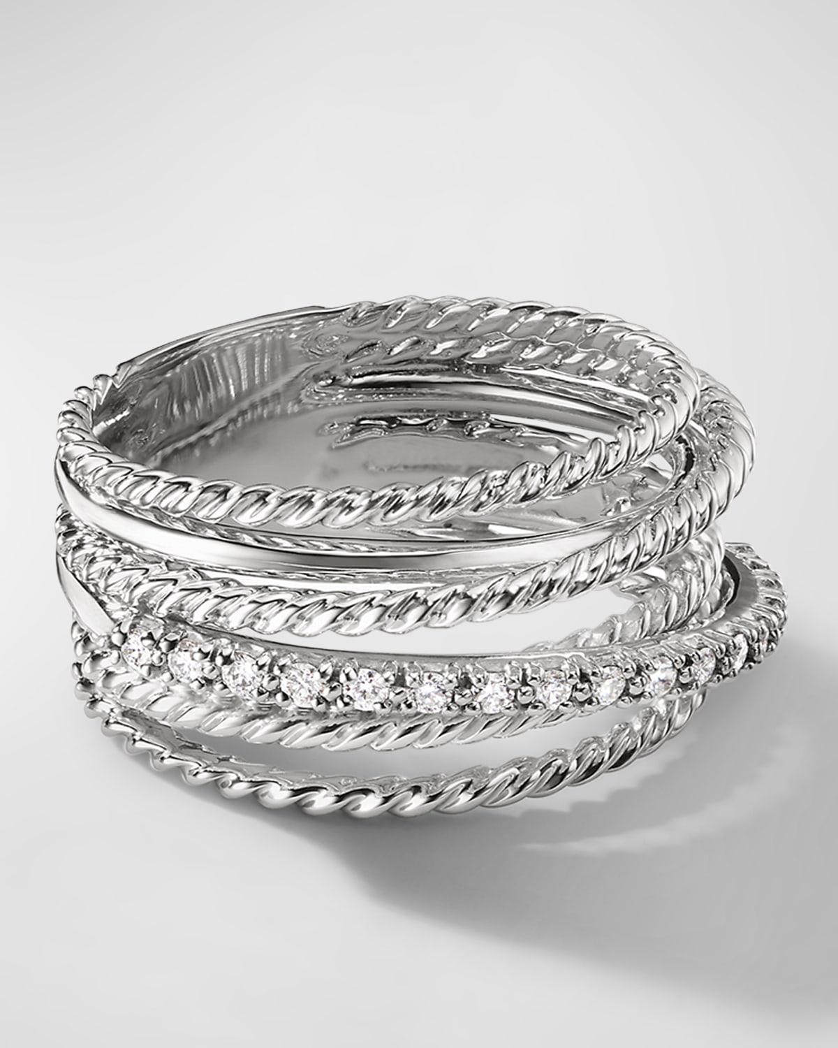 Womens Crossover Ring with Pav Diamonds Product Image