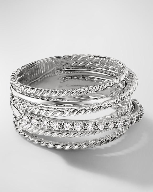 Womens Crossover Ring with Pav Diamonds Product Image