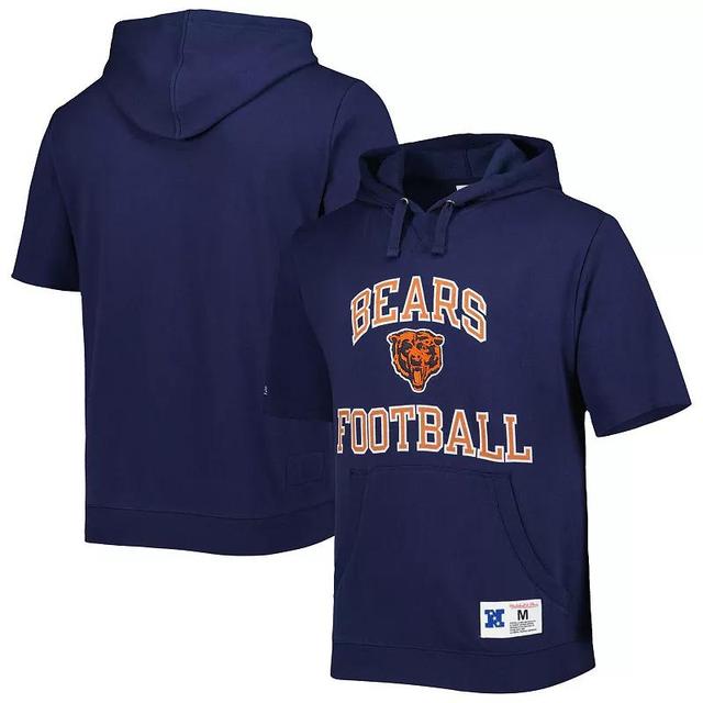 Mens Mitchell & Ness Chicago Bears Washed Short Sleeve Pullover Hoodie Blue Product Image