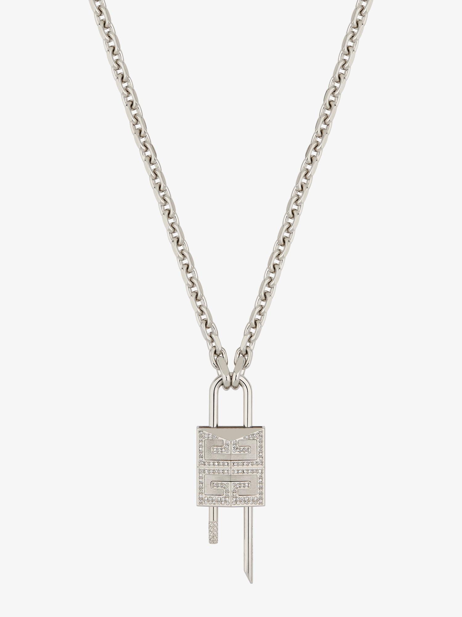 Small Lock necklace in metal with crystals Product Image