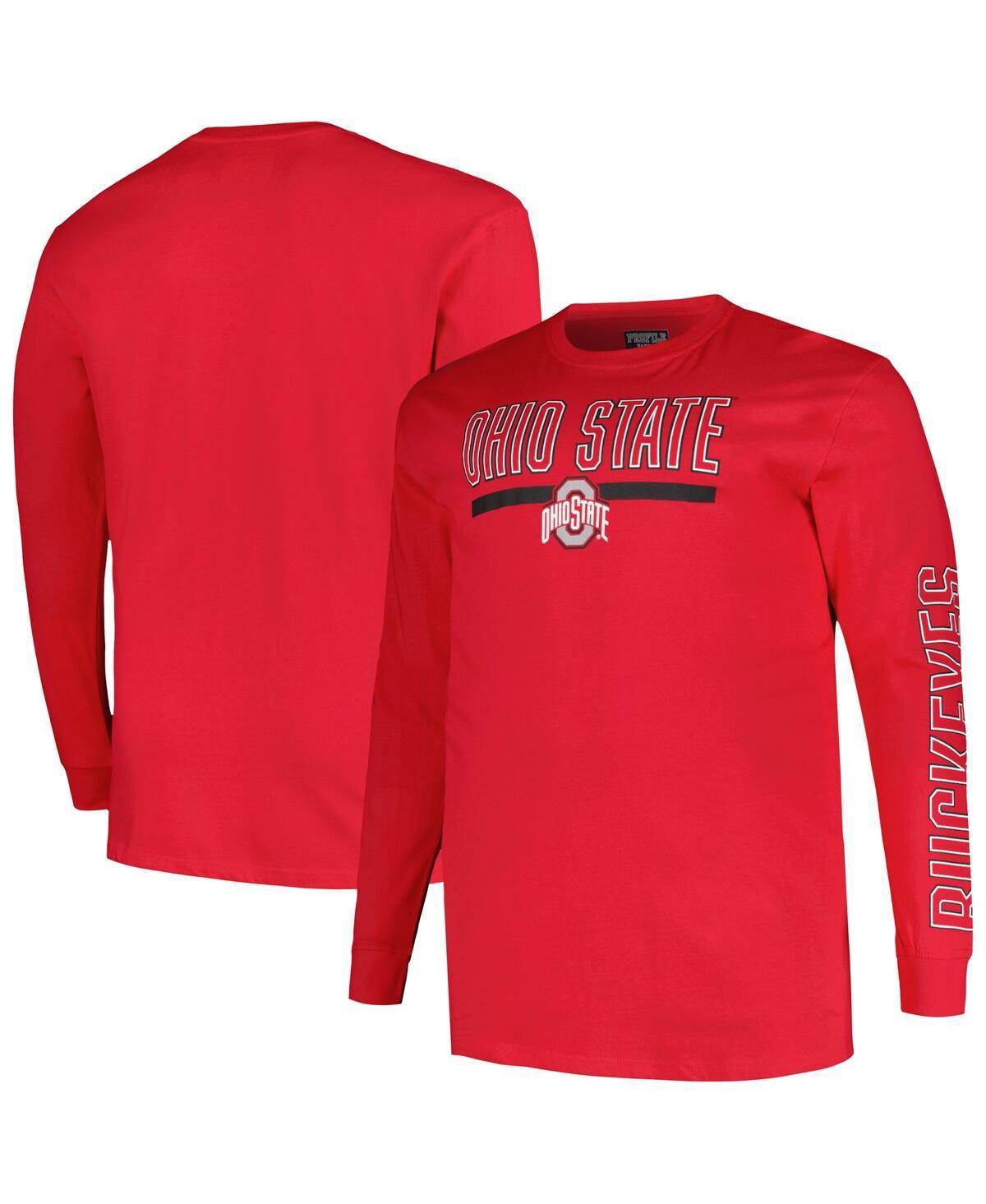 Mens Profile Scarlet Ohio State Buckeyes Big & Tall Two-Hit Graphic Long Sleeve T-Shirt Product Image