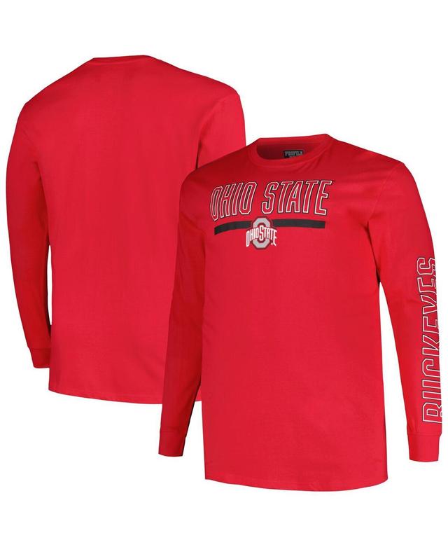 Mens Profile Scarlet Ohio State Buckeyes Big & Tall Two-Hit Graphic Long Sleeve T-Shirt Product Image