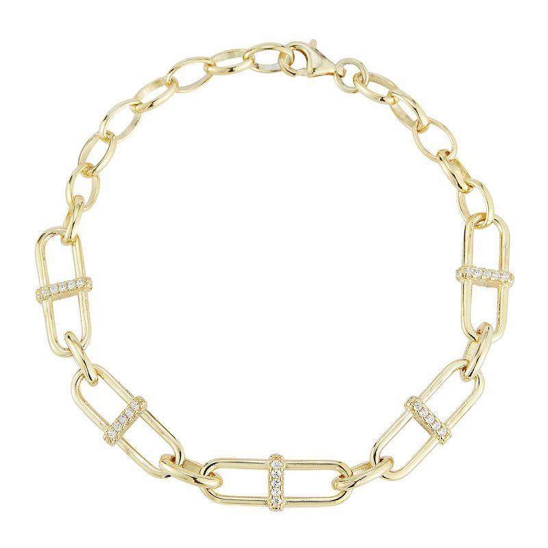 Sunkissed Sterling Cubic Zirconia Mariner Link Chain Bracelet, Womens Gold Tone Product Image