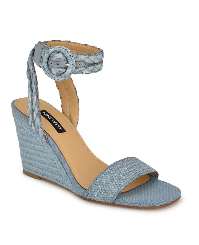 Nine West Womens Nerisa Square Toe Woven Wedge Sandals Product Image