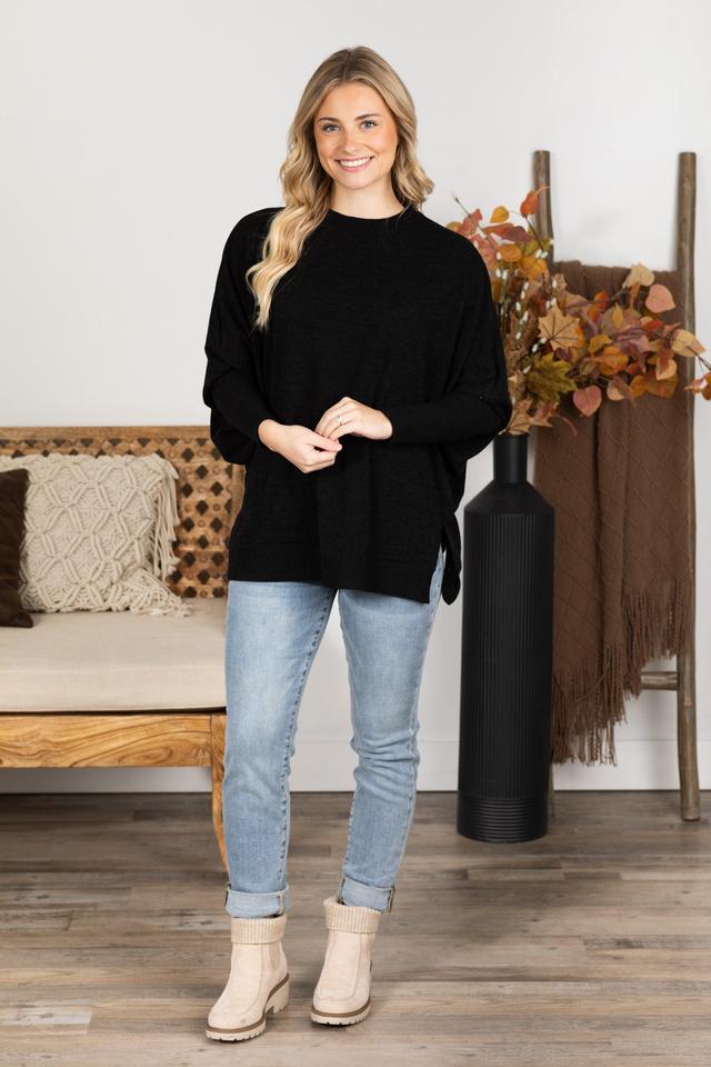 Long Sleeve Melange Knit Top Product Image