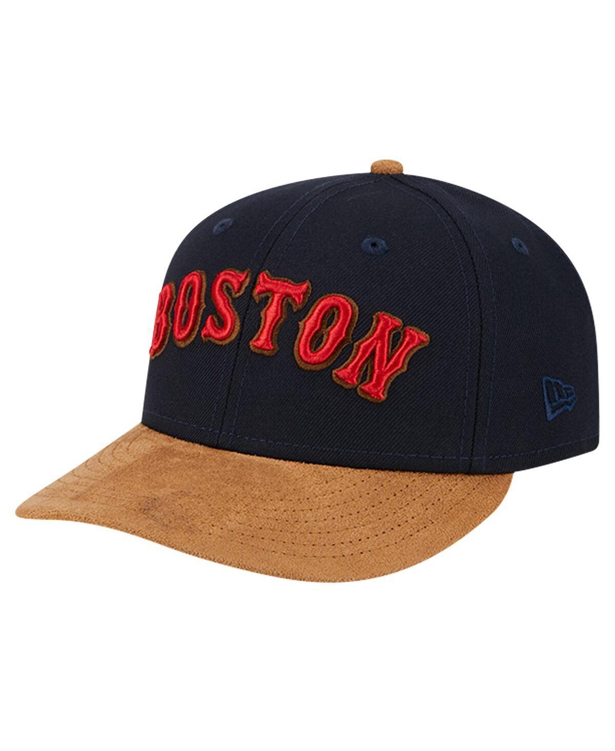 Mens New Era Boston Red Sox Team Suede Visor Low Profile 59FIFTY Fitted Hat Blue Product Image