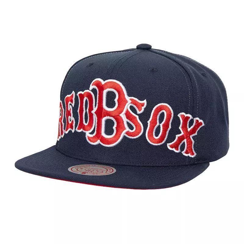 Mens Mitchell & Ness Boston Red Sox Full Frontal Snapback Hat, Blue Product Image